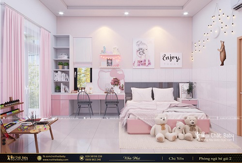 Thiết kế nội thất phòng ngủ bé gái đẹp, hiện đại - BBG205